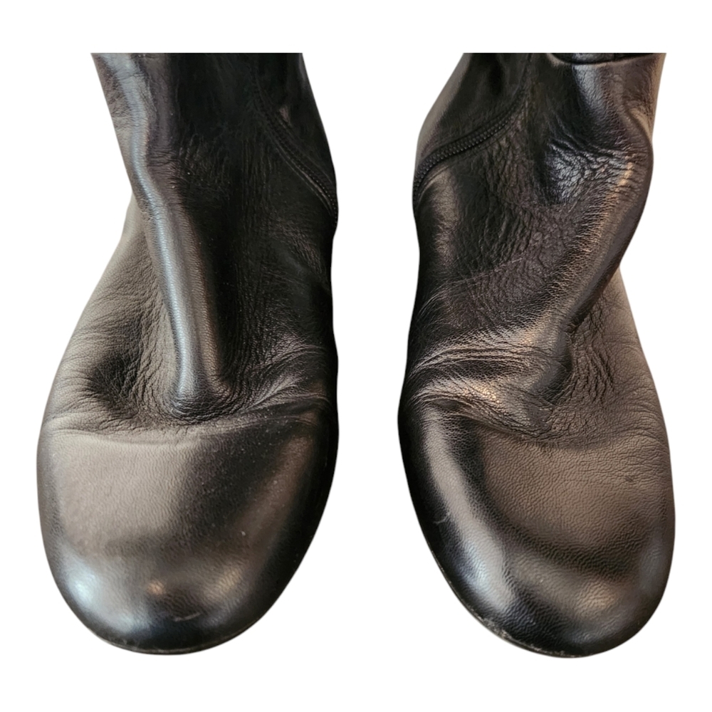 Black Knee-High Leather Boots Size 9 - Picture 3 of 7